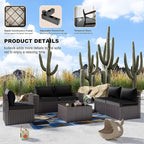 Kullavik Outdoor Patio Furniture Set, 12 Pieces Sectional Rattan Sofa Set Brown - Image 4