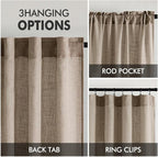 MIULEE Taupe Grey Linen Curtains 52x45 Inch Length 2 Panels - Image 3