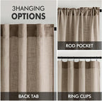 MIULEE Taupe Grey Linen Curtains 52x84 Inch Length 2 Panels - Image 3