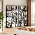LGHM Bookshelf Set of 2 with Metal Frame, 5 Tier Geometric Bookcase, Adjustable - Image 8