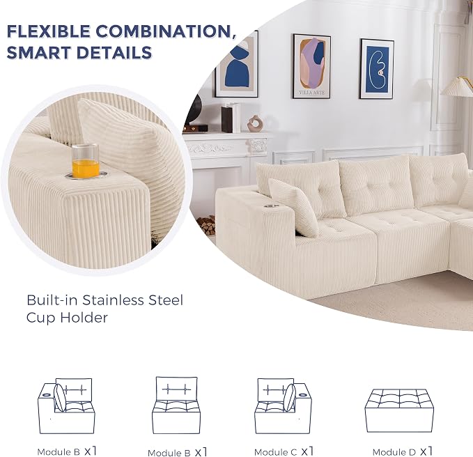 MAXYOYO Modular Sectional Sofa Couch, L Shaped Modern Cloud Couch - Image 4