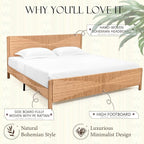 Yechen Hand-Woven PE Rattan King Bed Frame - Image 5
