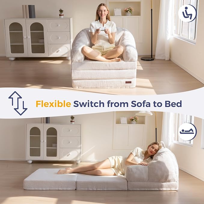 MAXYOYO Folding Sofa Bed with Backrest, Boneless Fold Out Couch Bed with Handle - Image 3