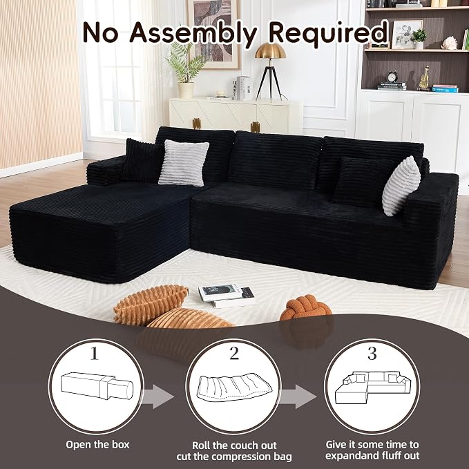 Opiesit 108" Boneless Couches for Living Room, Modular Sectional Sofa - Image 7