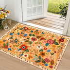 RELEANY Floral Washable 2x3 Area Rugs Doormat Yellow/Orange/Red | Flower Carpet - Image 2