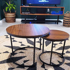 aboxoo Coffee Table Nesting Side Round Set of 2 End Table Top Sturdy Metal - Image 8