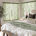 MIULEE Sage Green Sheer Curtains 2 Panels Leaf Patterned, W52 x L54 | - Image 7