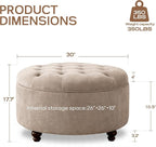 HUIMO 30-Inch Round Storage Ottoman, Modern Button Tufted Coffee Table - Image 2