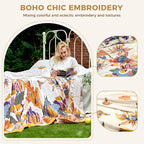 LUTBM King Throw Blanket for Bed 100% Cotton Boho Soft Rustic Quilt Butterfly - Image 3