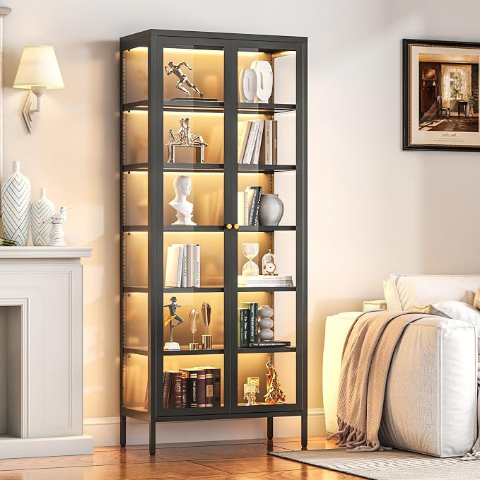 6-Tier Glass Display Cabinet by WOOWDEPOTBetterYourLife