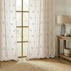 Floral Embroidered Light Filtering Curtains 84 Inch 2 Panels | Linen Blend - Image 2