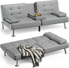 Homall Futon Sofa Bed, Leather Futon Couch by Homall