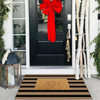 Front Door Mat Indoor Outside Entrance 2x3 Black Tan Striped Rug | Non-Slip - Image 7