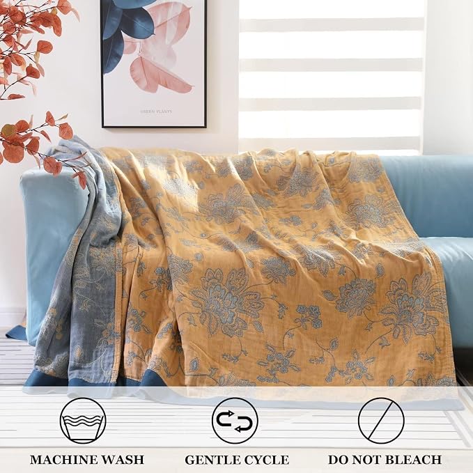 LUTBM Boho Throw Blanket for Bed 100% Cotton Ultra Soft Rustic Quilt Summer - Image 4