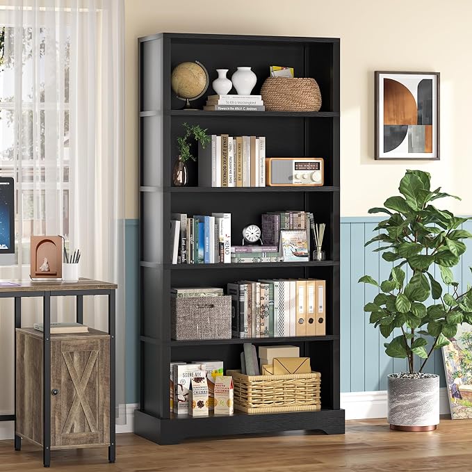 TVU 5-Tier Wooden Bookshelf, 31.5" W Standing Book Shelf - Image 2