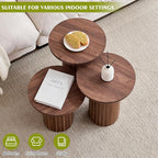 Round Side Tables Set of 3, Circle Modern Fluted Nesting Coffee Table, Accent - Image 4