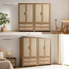 SICOTAS Armoire Wardrobe Closet, Larger Rattan Armoires Wardrobe Cabinet - Image 6