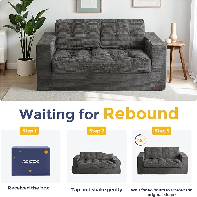 MAXYOYO Loveseat Sofa Couch, Upholstered Bean Bag Chair Cloud 2-Seat - Image 6
