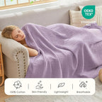 EMME Muslin Blankets for Adults Throw Blanket for Couch Breathable Gauze Soft - Image 3