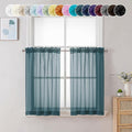 Chyhomenyc Dusty Blue Sheer Curtains 36 inch Length 2 Panels, Light Filtering by Chyhomenyc
