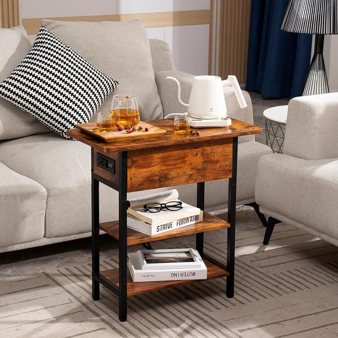 Yoobure End Table with Charging Station, Flip Top Side Table with USB Ports and - Image 10