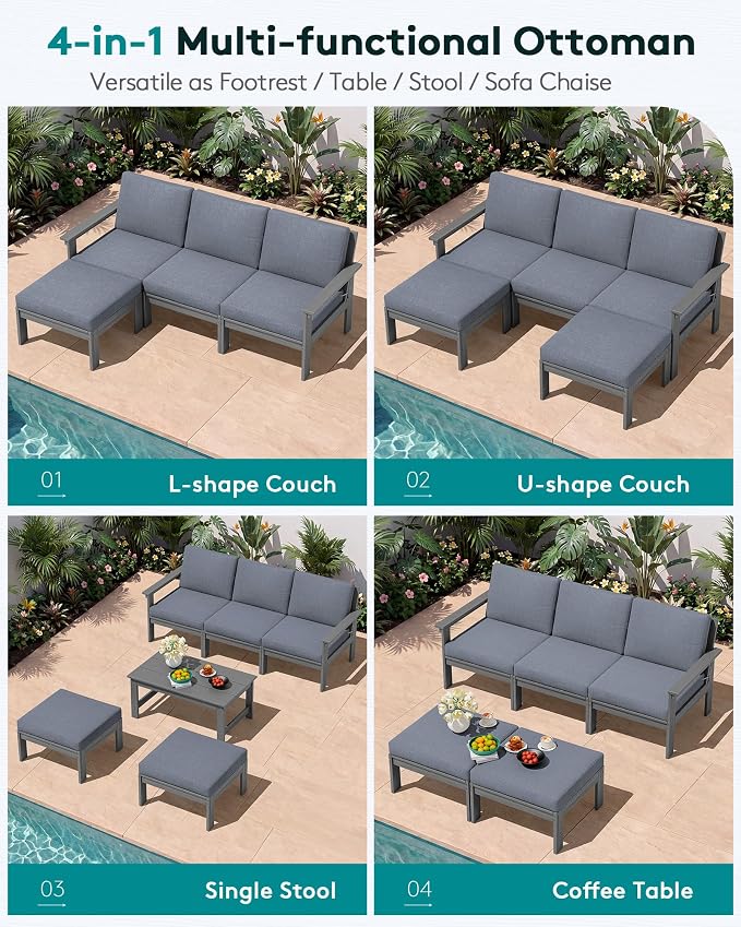 SERWALL Outdoor Ottoman with Cushions - Image 5