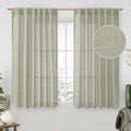 Sage Grey Linen Curtains 54 Inch Length 2 Panels by LAMIT