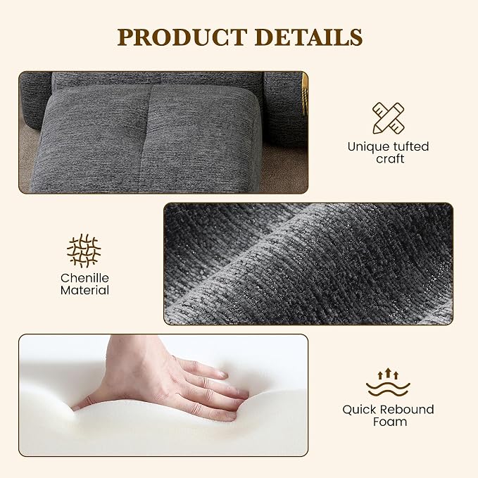 122" L Shaped Convertible Modular Couch, Cloud Couch Sectional - Image 7