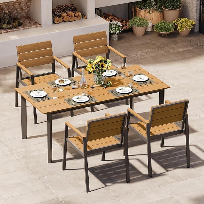 Outdoor Dining Set for 4, Patio Table and Chairs Set by Oasbira