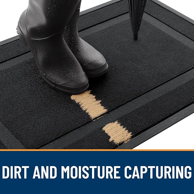 OLANLY Front Door Mat Outside 47x17, All-Season Heavy-Duty Rubber Doormat | Jet - Image 4
