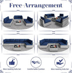 KIGOTY Patio Furniture Set, 7 Pieces Modular Outdoor Sectional Sofa, PE Rattan - Image 6