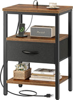 SUPERJARE Nightstand with Charging Station, Bed Side Table with Adjustable by SUPERJARE