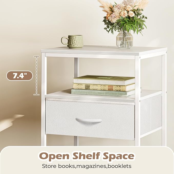 SUPERJARE Nightstand with Charging Station, 17.7 Inches Wider Side Table - Image 9