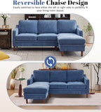 Kingfun 88" L-Shape Sofa, Chenille Sectional Couch, Mid Century Modern Couches - Image 3