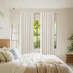 Beige White 100% Blackout Linen Curtains 126 Inch Length 2 Panels Set - Image 8