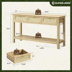 SUPERJARE Rattan Console Sofa Table - Image 2