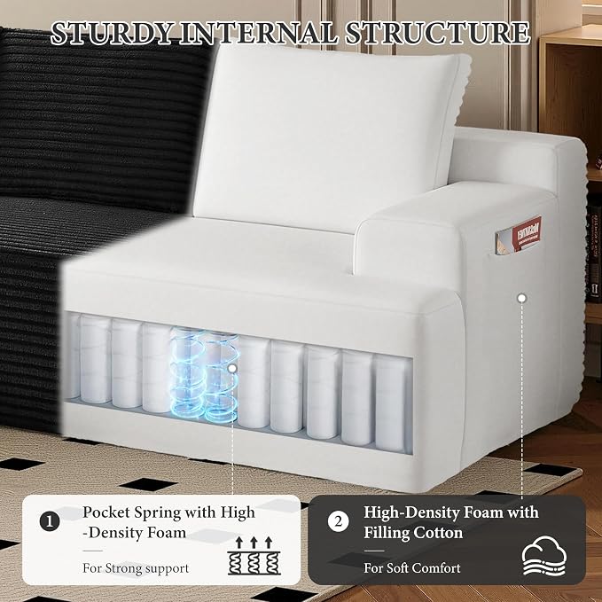 96" Sectional Couches for Living Room Cloud Couch Sofa - Image 3