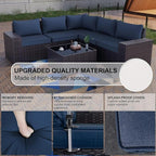 Kullavik Outdoor Patio Furniture Set 6 Pieces Sectional Rattan Sofa Set Brown - Image 2