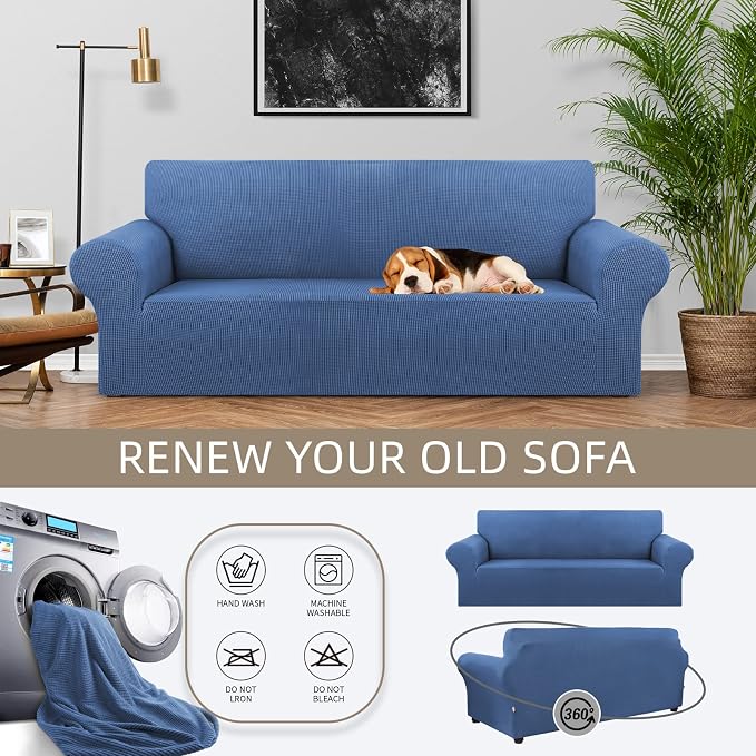 Stretch Couch Covers for Sofa, 3 Cushion Couch Slipcover, Riverside | 1-Piece - Image 3