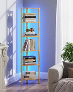 TUTOTAK Corner Shelf with LED Light, 6-Tier Corner Bookshelf - Image 8