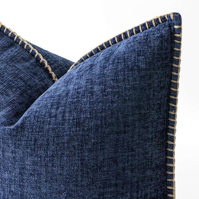 MIULEE Decorative Couch Throw Pillow Covers 18x18 Inch Navy 2 Pack | Farmhouse - Image 2