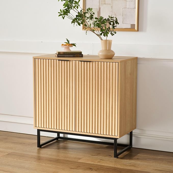 EYYTHUNG Fluted Storage Cabinet Sideboard Buffet Cabinet, Modern Accent Cabinets by EYYTHUNG