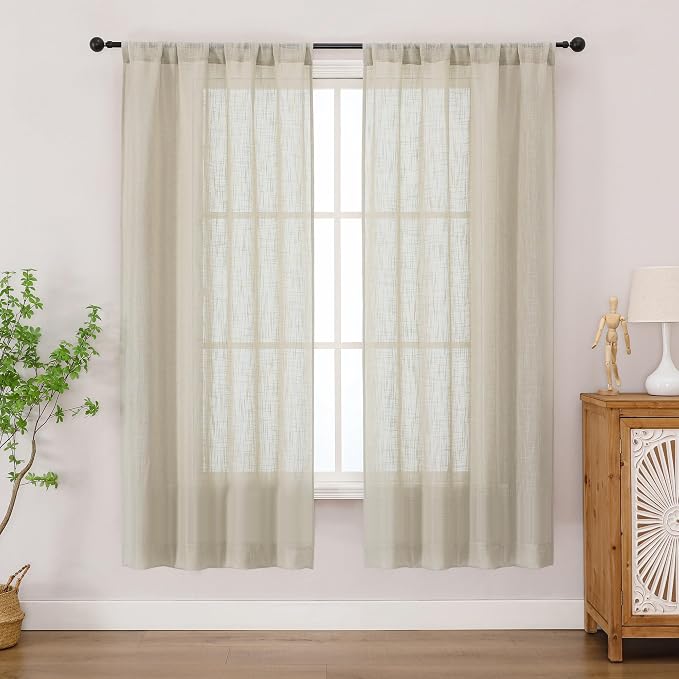 Chyhomenyc Semi Sheer Curtains 63 Inch Length 2 Panels by Chyhomenyc