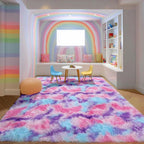 Ultra Soft Rainbow Rugs for Bedroom Girls 3x5 Ft, Colorful Princess Carpet | - Image 2