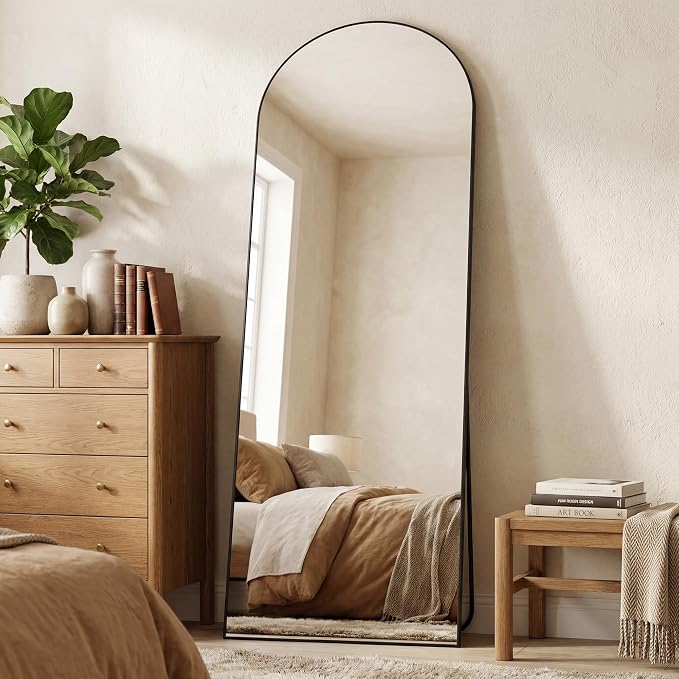 Antok 64" x21” Arched Full Length Floor Mirror, Free Standing/Wall Mount/Leaning - Image 2