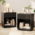 Fluted Nightstands Set of 2, Modern Bedside Table by INNODToddlerTower