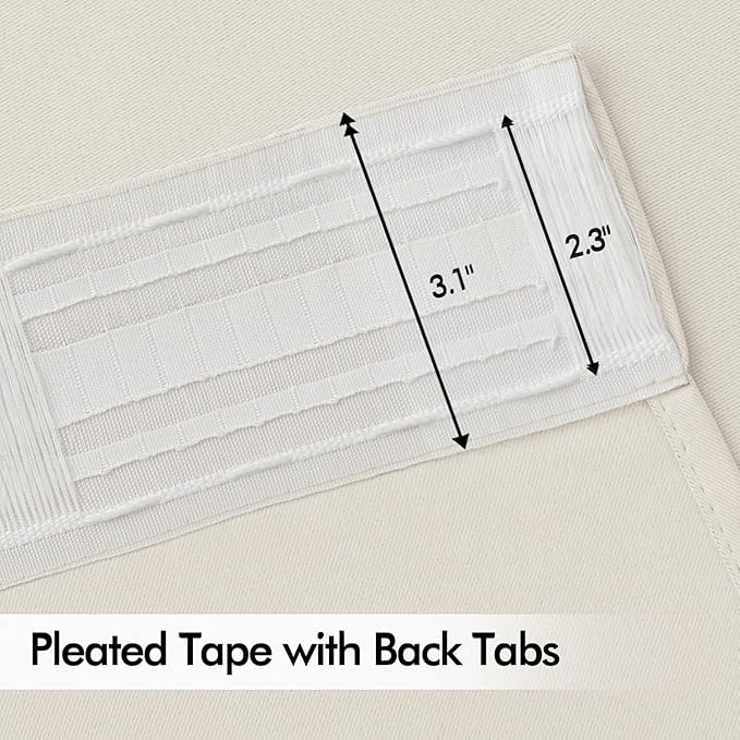 MIULEE Ivory Back Tab Blackout Curtains 52x84 Inch Length 2 Panels Set | Rod - Image 4