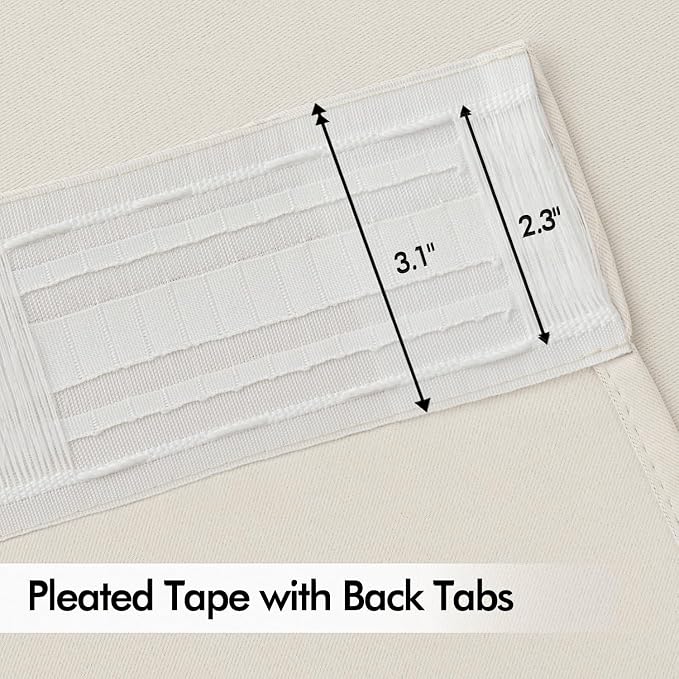 MIULEE Ivory Back Tab Blackout Curtains 52x90 Inch Long 2 Panels Set | Rod - Image 4