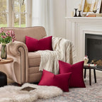 GIGIZAZA Burgundy Velvet Pillow Covers 12x20 Decorative Pillows Pack of 2 | Red - Image 3