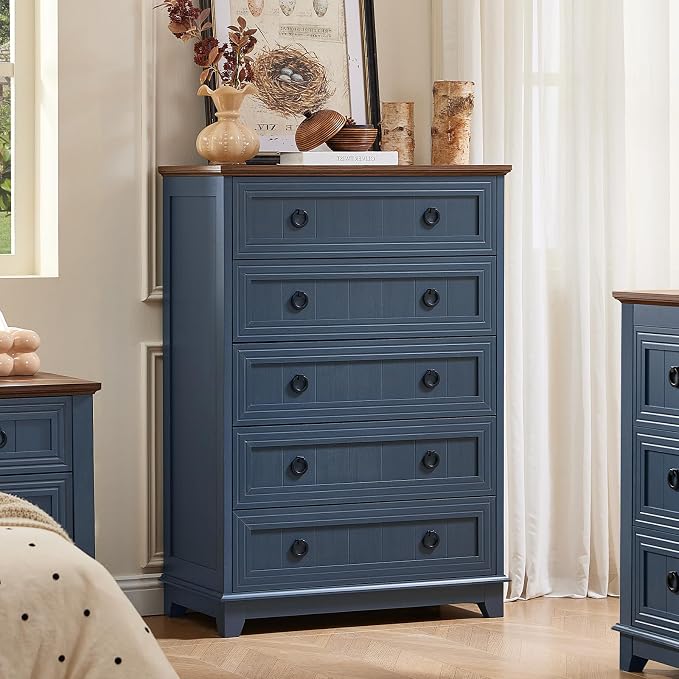 Joaxswe Farmhouse 5 Drawer Dresser - Image 5